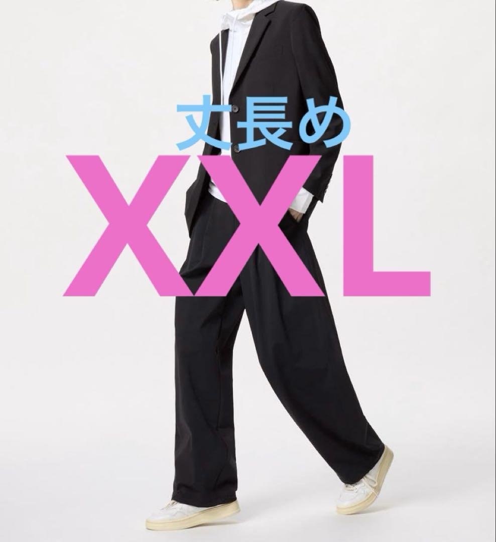 XXL ユニクロ　ウルトラストレッチアクティブワイドパンツ　丈長め　黒　美脚