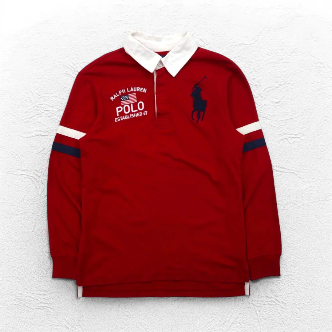 POLO RALPH LAUREN ラガーシャツ　sizeL ビッグポニー Polo by Ralph Lauren ビッグポニー刺繍 ラガーシャツ S - メルカリ