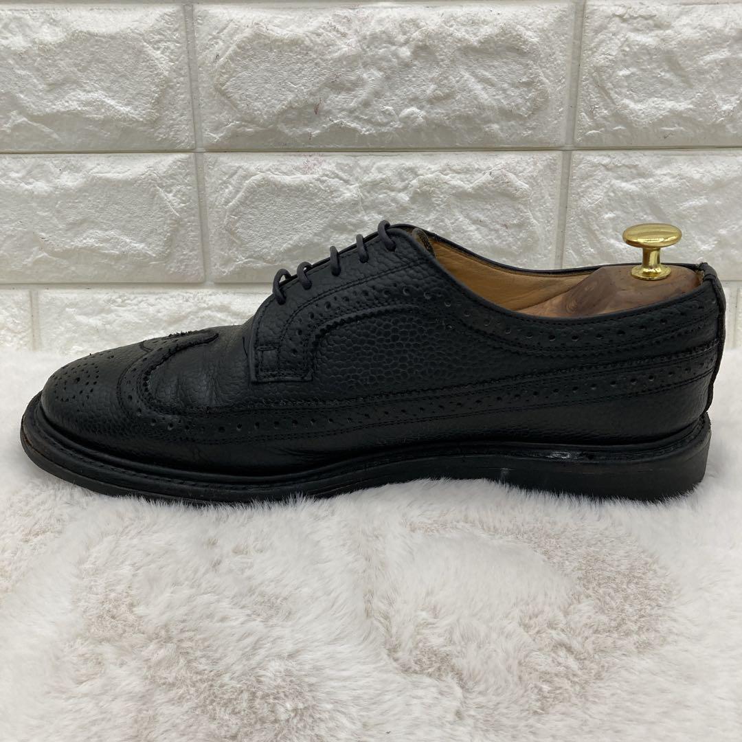 ❤️良品❤️サンダース 9749B ウイングチップ シボ革 UK7.5 ブラック