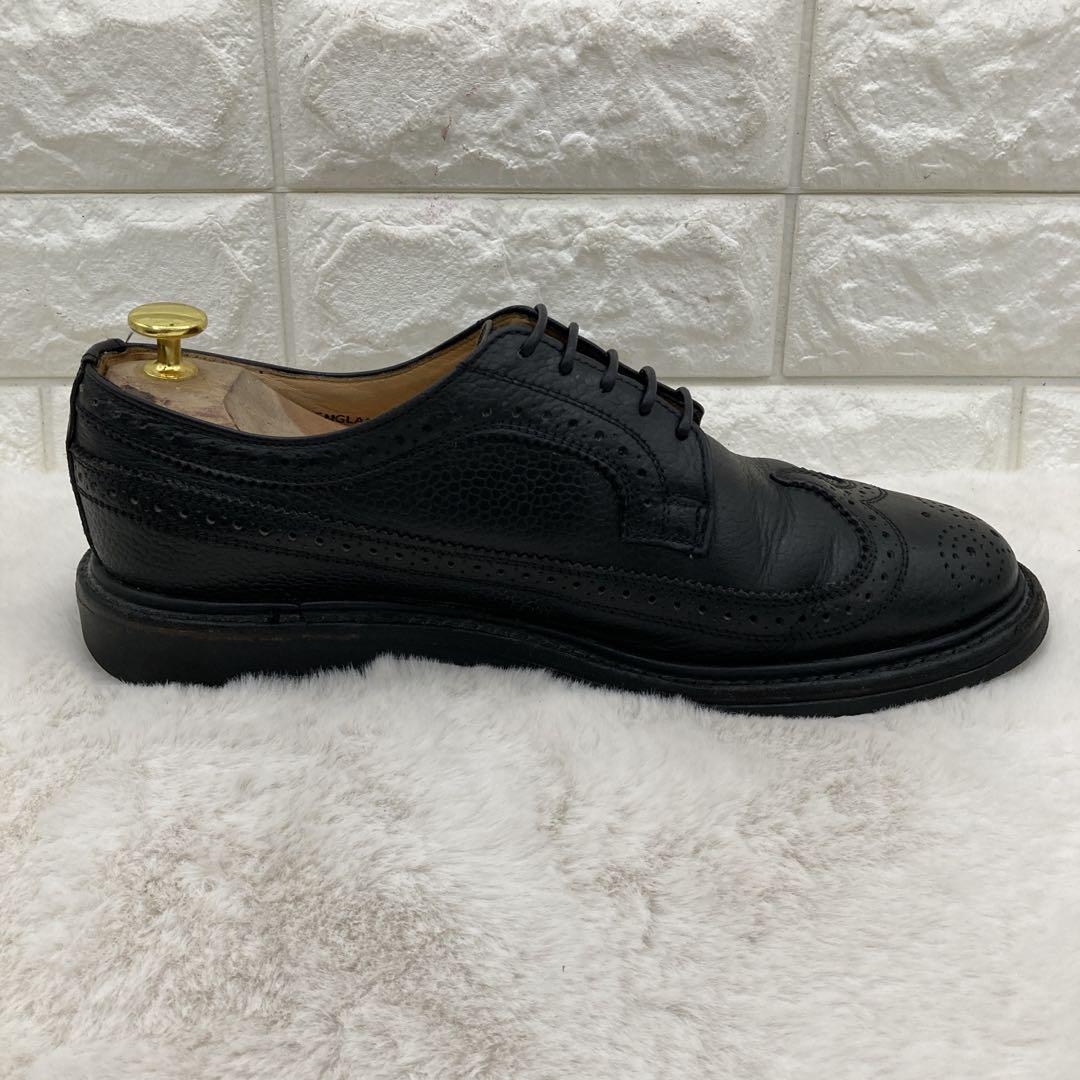 ❤️良品❤️サンダース 9749B ウイングチップ シボ革 UK7.5 ブラック