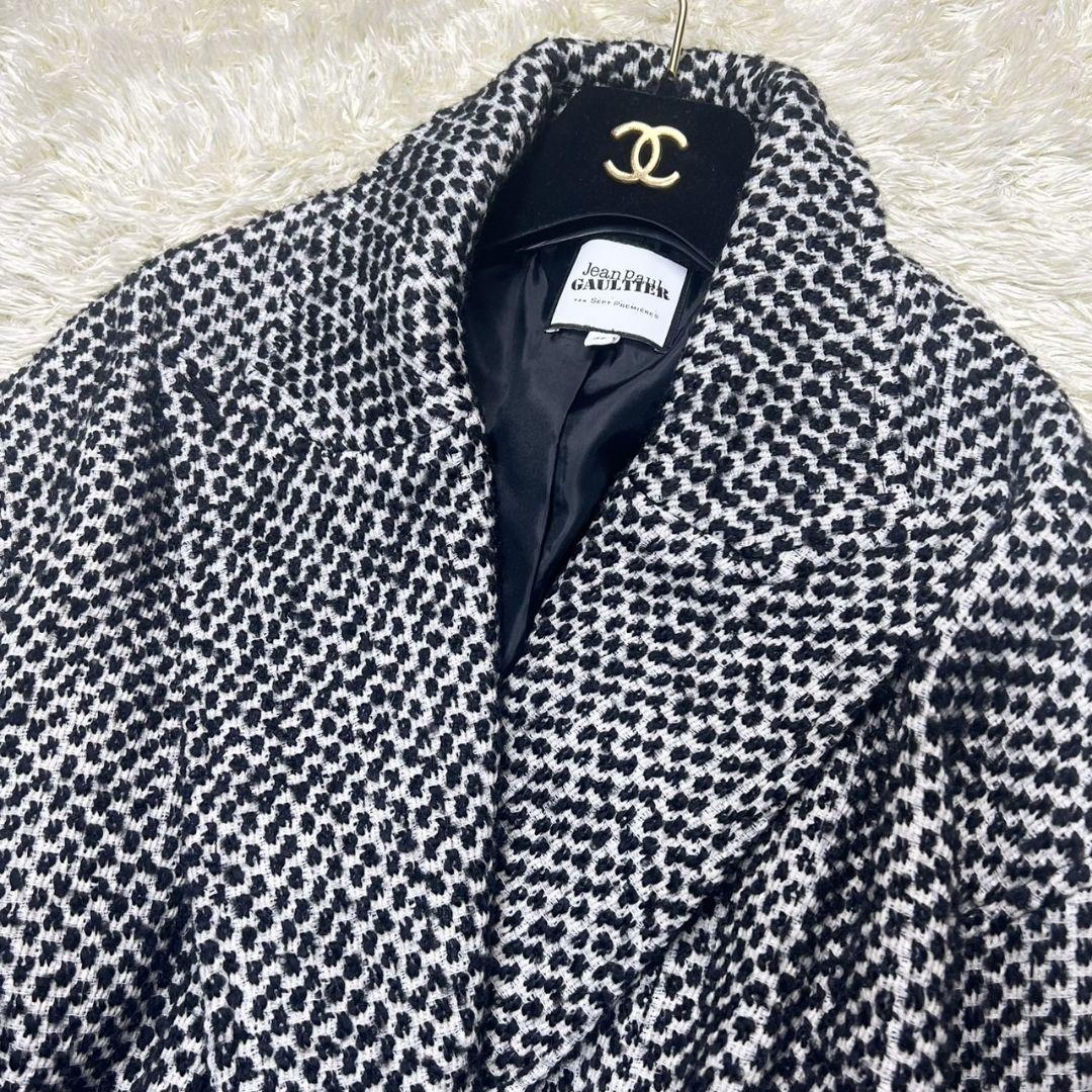 【美品】 ジャンポールゴルチェ ベルト ツイード ショート コート 美品】 ジャンポールゴルチェ ベルト ツイード ショート コート