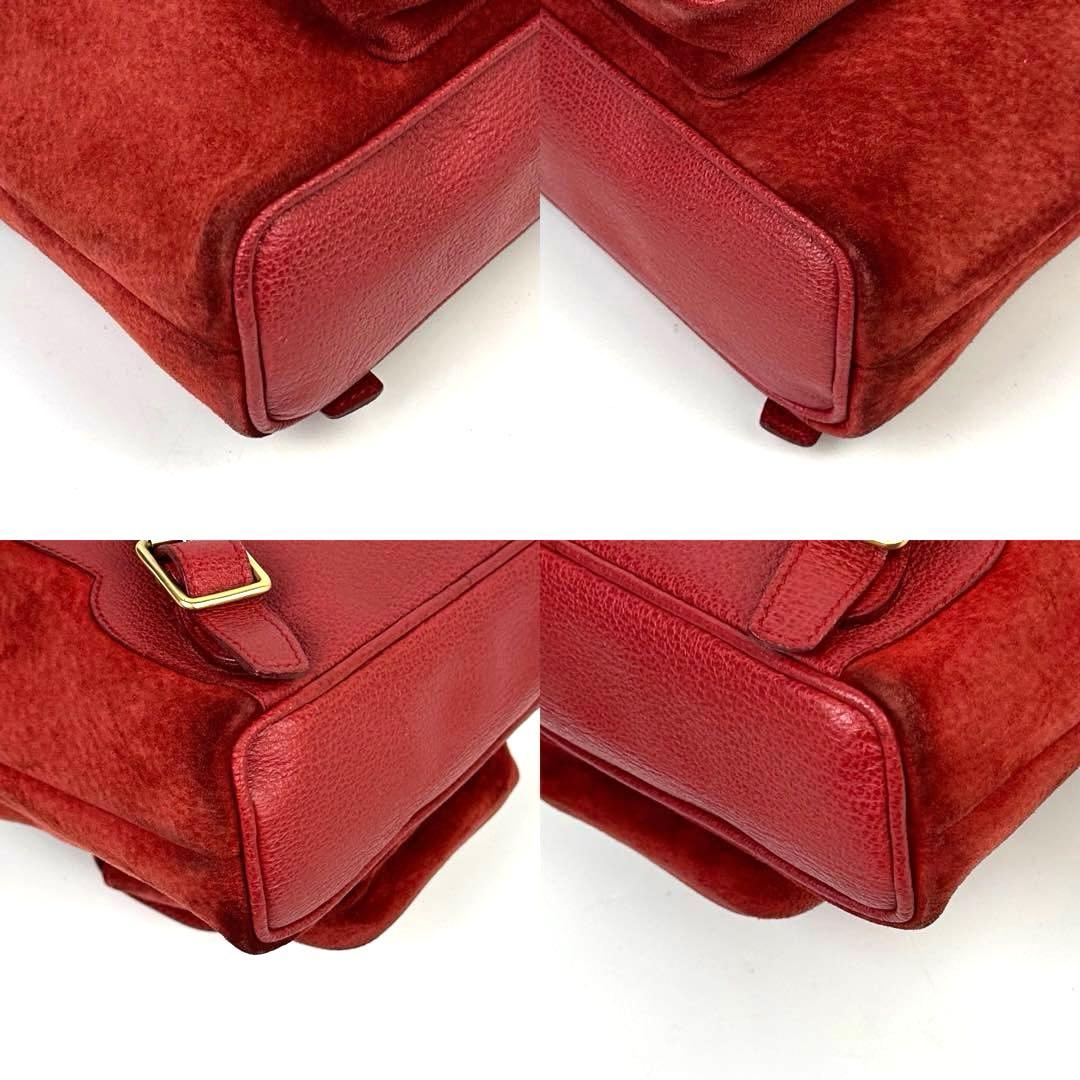 【美品】グッチ バンブー バックパック レザー スエード ゴールド金具 レッド 【美品】グッチ バンブー バックパック レザー スエード ゴールド金具 レッド
