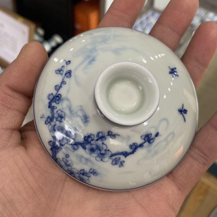 景徳鎮 青花喜上眉梢三才蓋碗 茶碗 煎茶器 未使用品