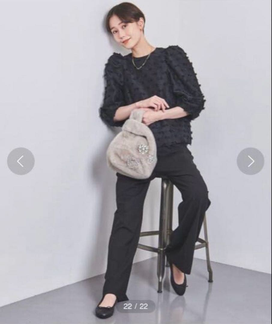 UNITED ARROWS ビジュー フェイクファー バッグ LT.GRAY UNITED ARROWS ビジュー フェイクファー バッグ LT.GRAY