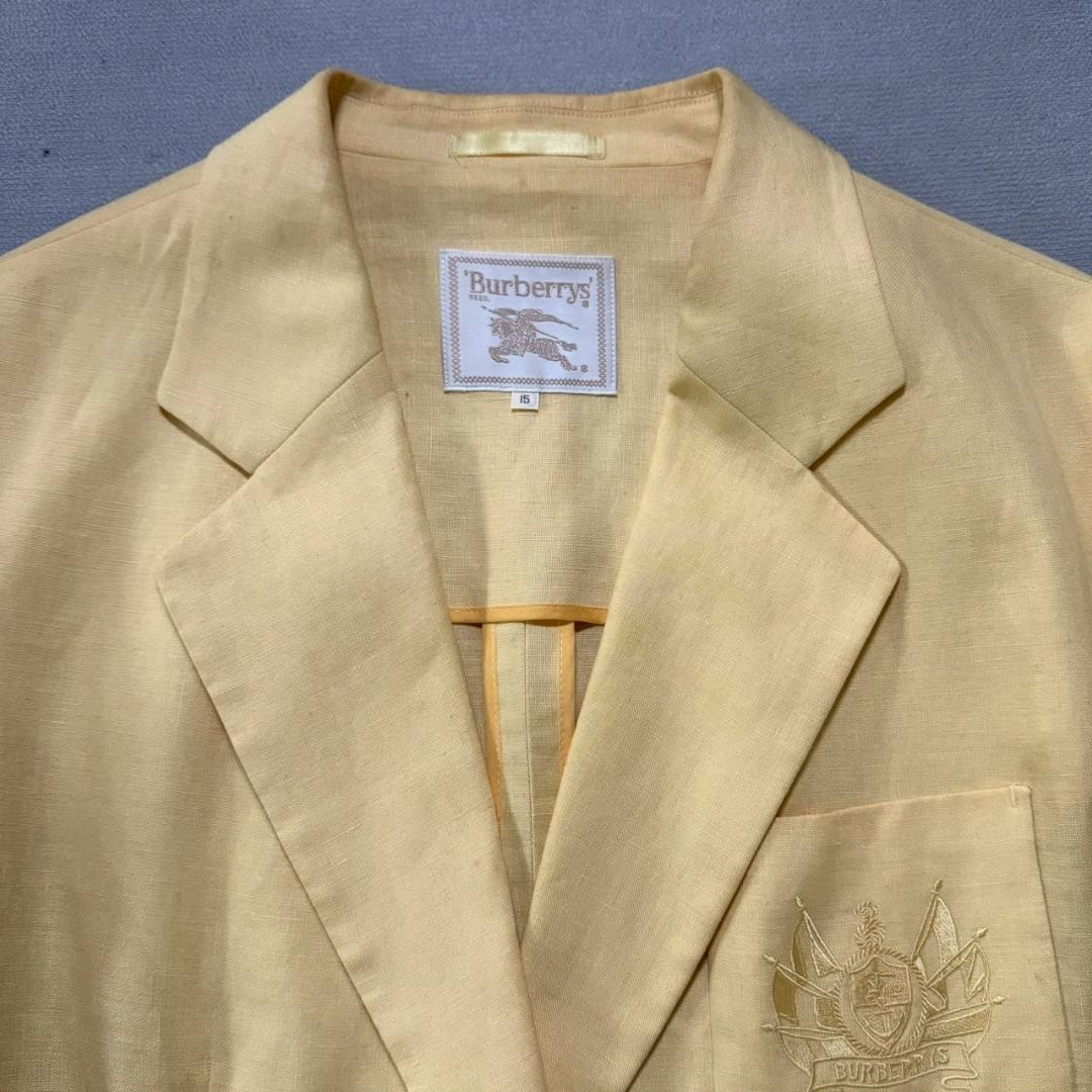 新品同様 90's Burberrys 白タグ リネン ジャケット 大サイズ