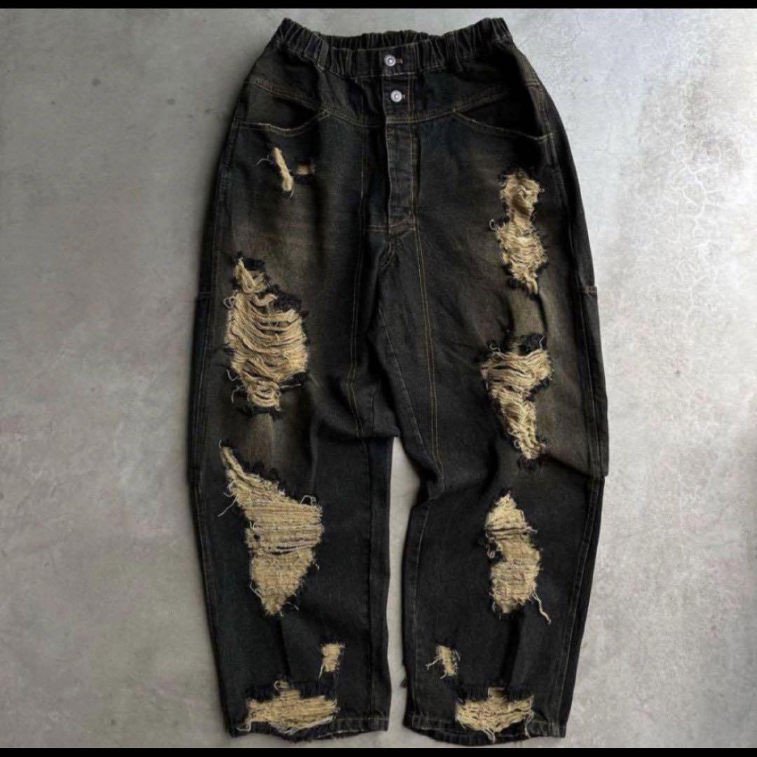 ballsy brothers ダメージオーバールーズデニムパンツ 完売品 ballsy brothers ダメージオーバールーズデニムパンツ