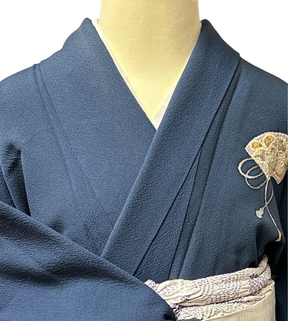 A31翠山工房 辻が花 絞り やまと誂製 付け下げ 袷 正絹 紺青