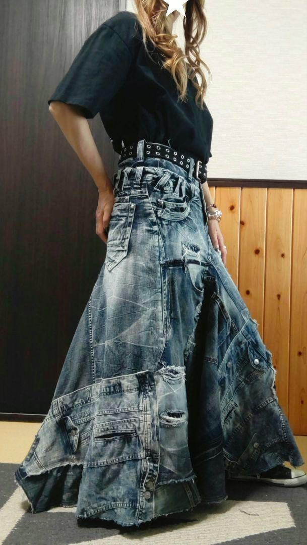 ☆男前 ワイルド ダメージ スタッズ デニム リメイク パッチ