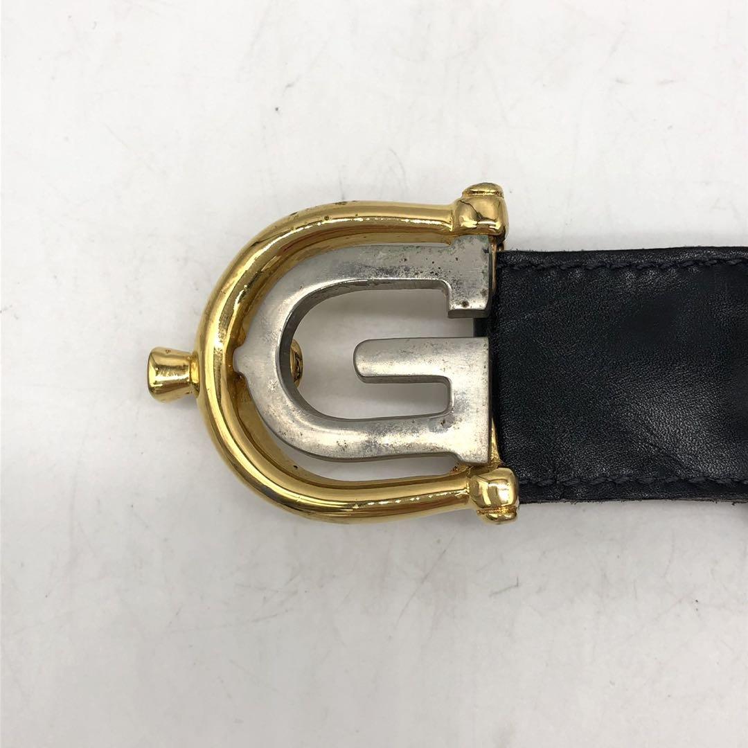 90s Gucci グッチ GG ロゴ ベルト キャンバス ネイビー ✨極希少・美品✨グッチ ベルト GG柄 G金具 キャンバス レザー