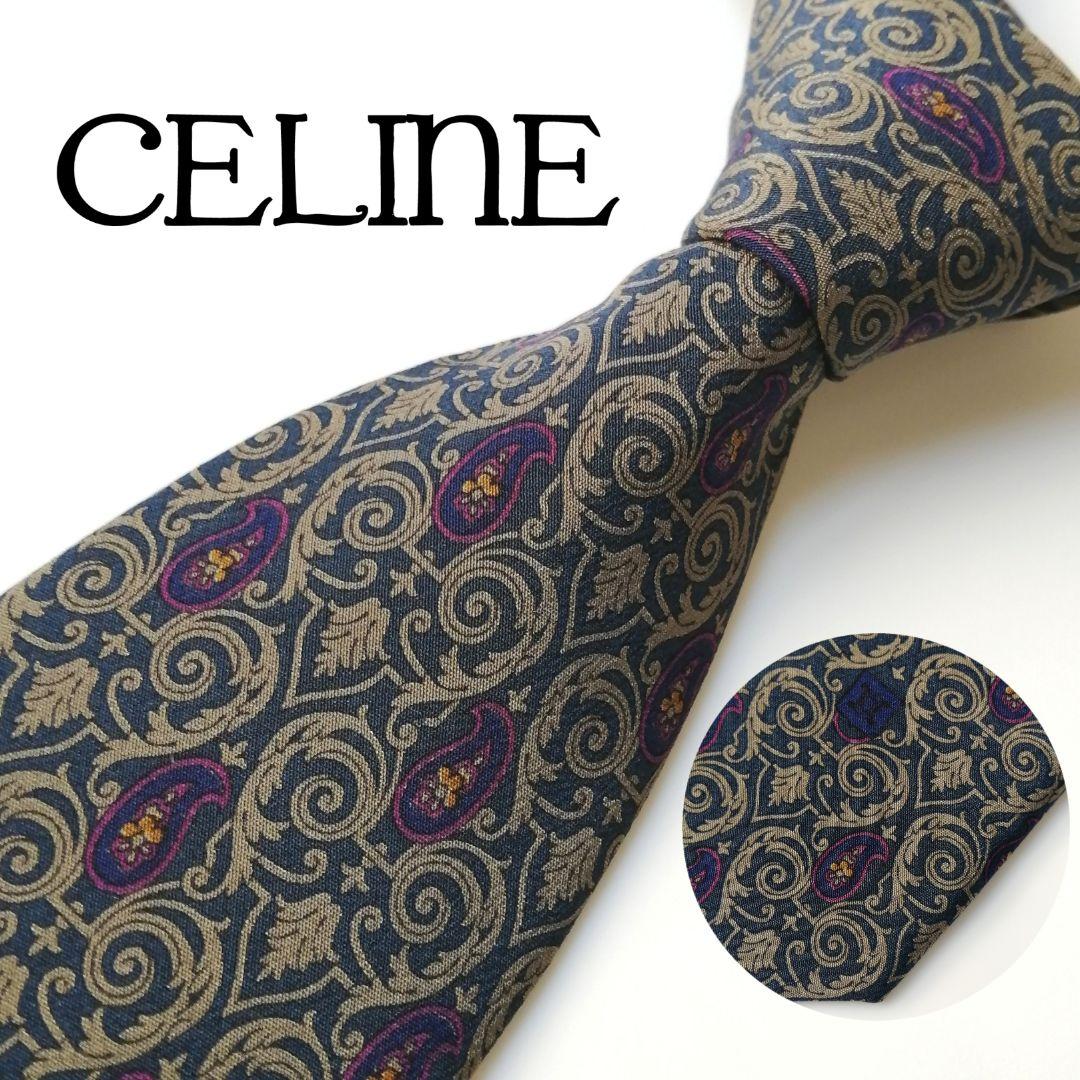 ✨極美品✨ CELINE セリーヌ ネクタイ シルク マカダム トリオンフ 大人も着やすいシンプルファッション ✨極美品✨ CELINE セリーヌ ネクタイ シルク マカダム トリオンフ 大人も着やすいシンプルファッション