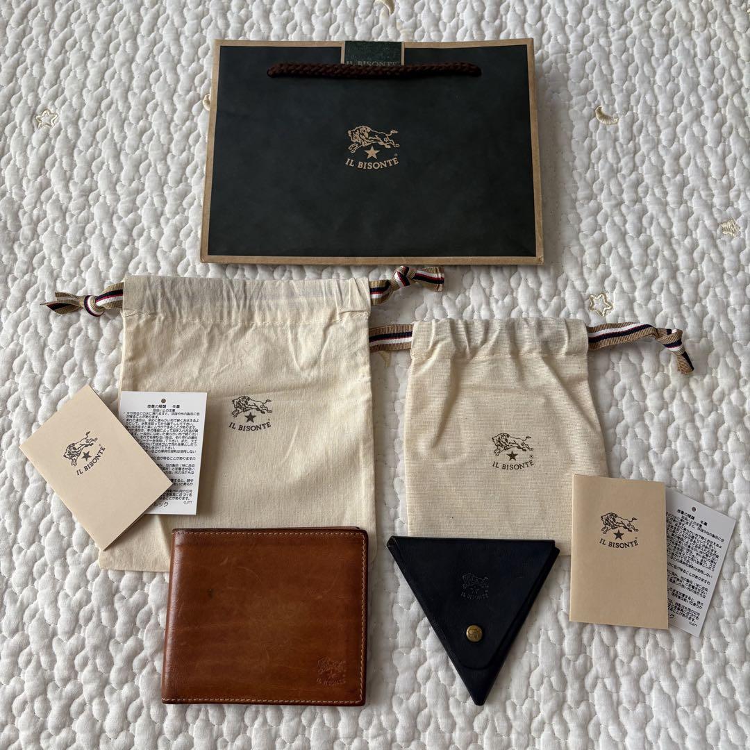 《2点セット》IL BISONTE ヌメ 二つ折り財布 コインケース 付属品完備