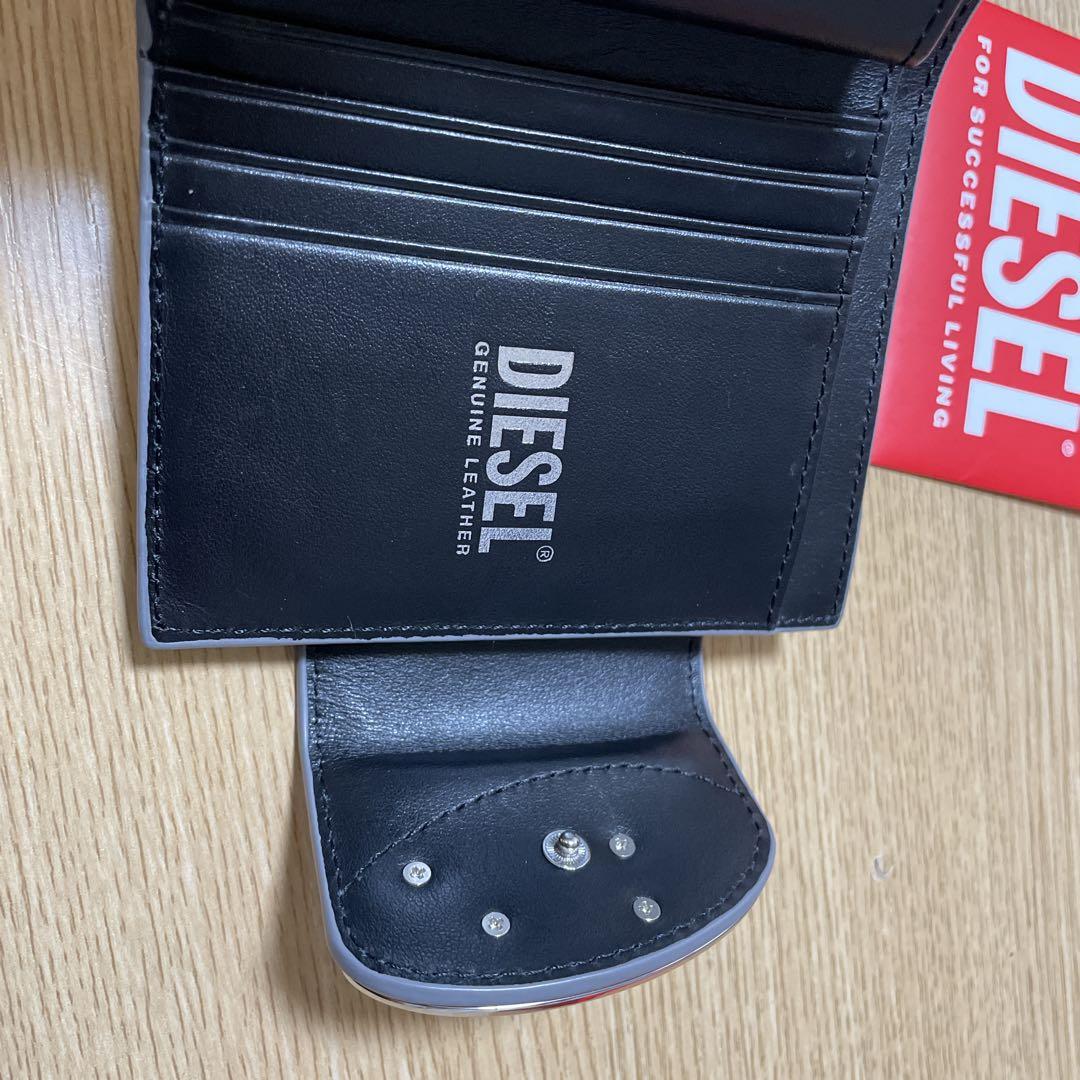 DIESEL 二つ折り財布 シルバー 本革 DIESEL シルバー 二つ折り財布