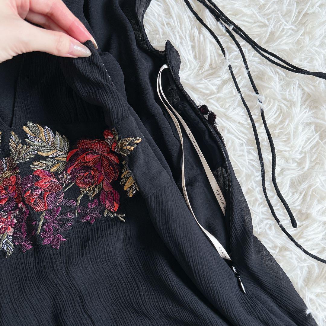 Karen Millen カレンミレン シルク100%刺繍ロングワンピース