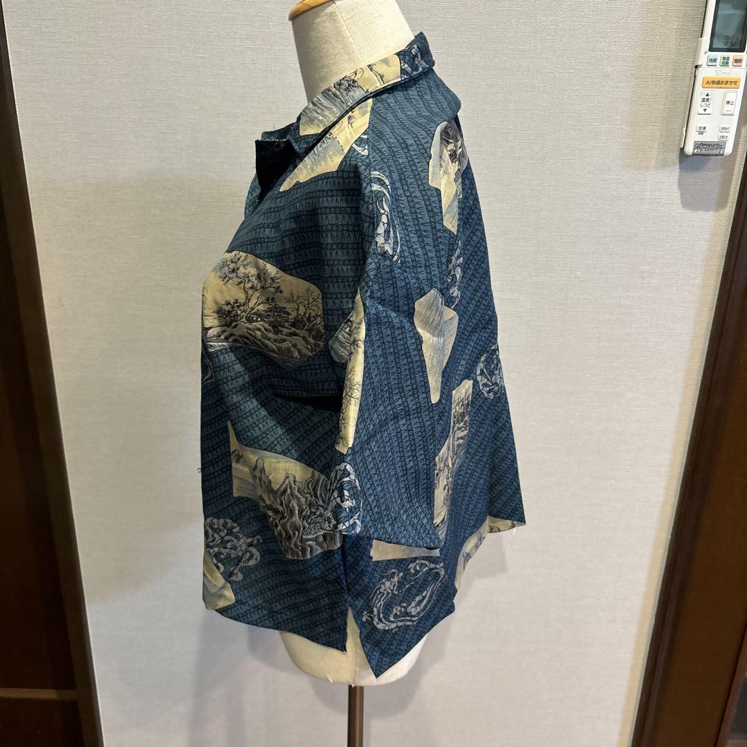 着物男物長襦袢 リメイク オープンシャツとパンツ 上下セット 着物・浴衣