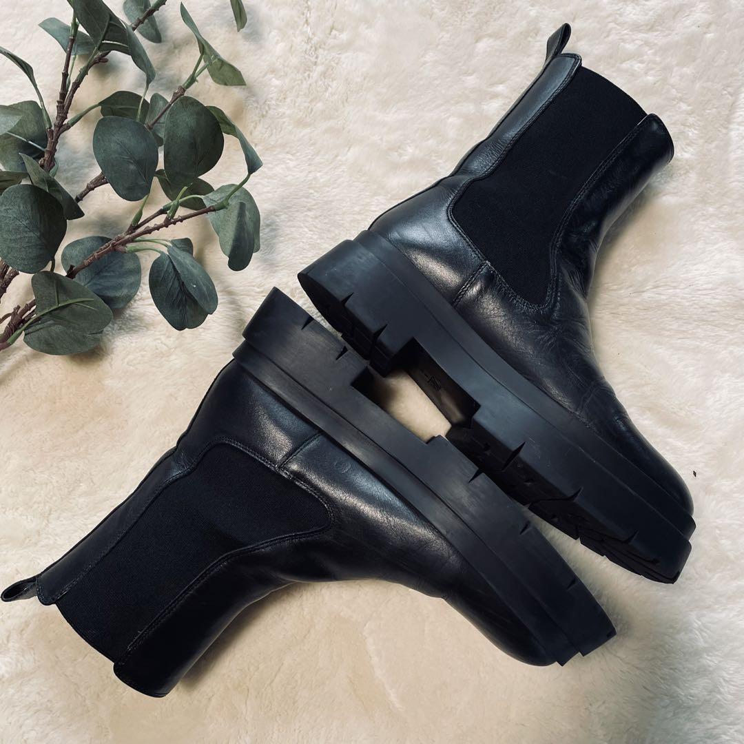 ZARA サイドゴアブーツ レザー 本革 39サイズ 黒