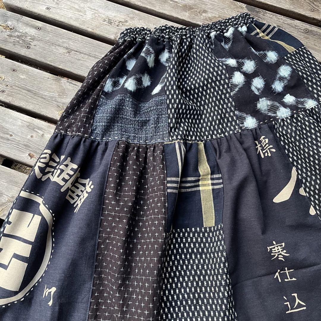 古布 久留米 絣 パッチワーク テイアード スカート 久留米絣一点物古布お洒落パッチスカート – 緑石堂 - 印鑑 久留米絣