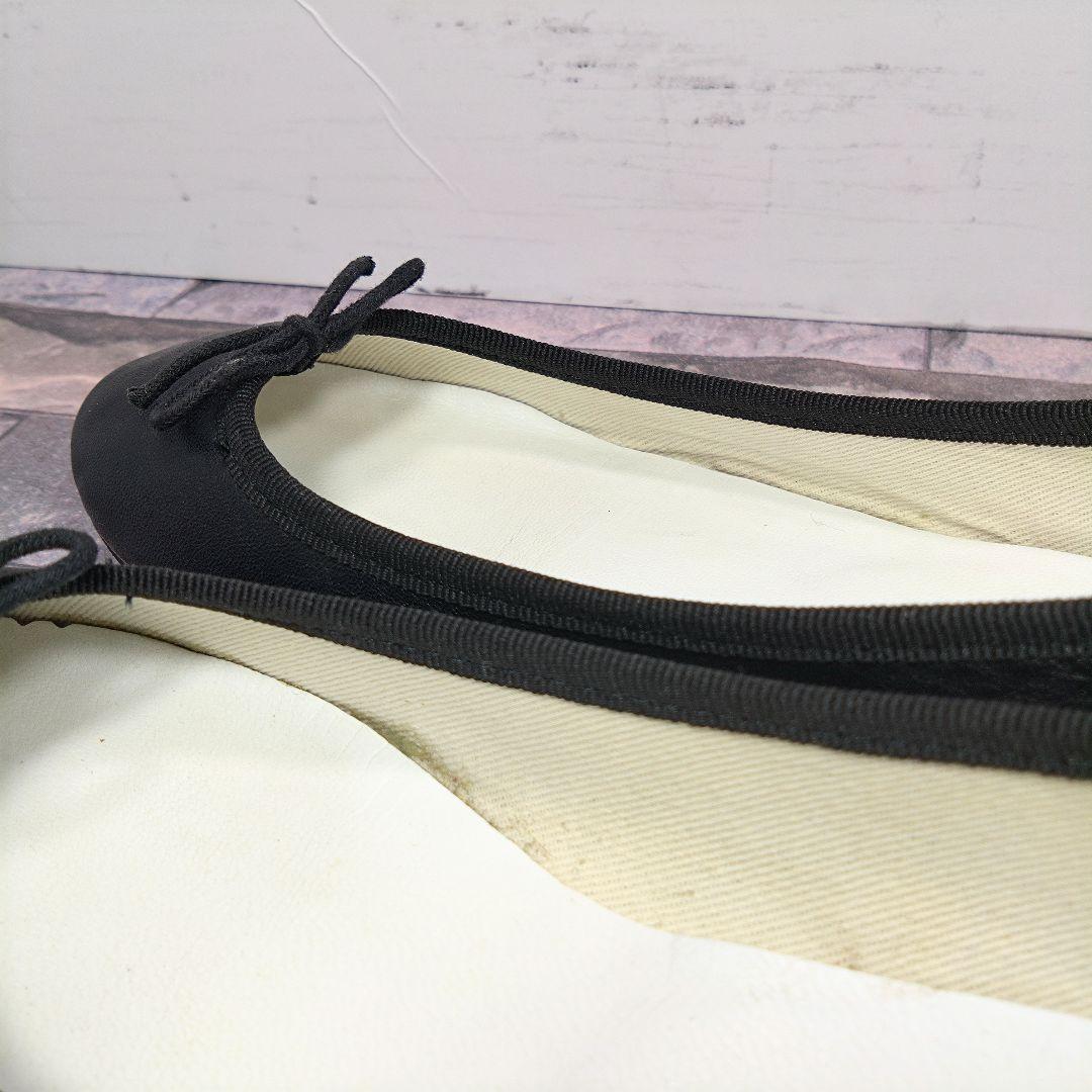 repetto レペット バレエシューズ  Blackレザーリボン ラウンドトゥ