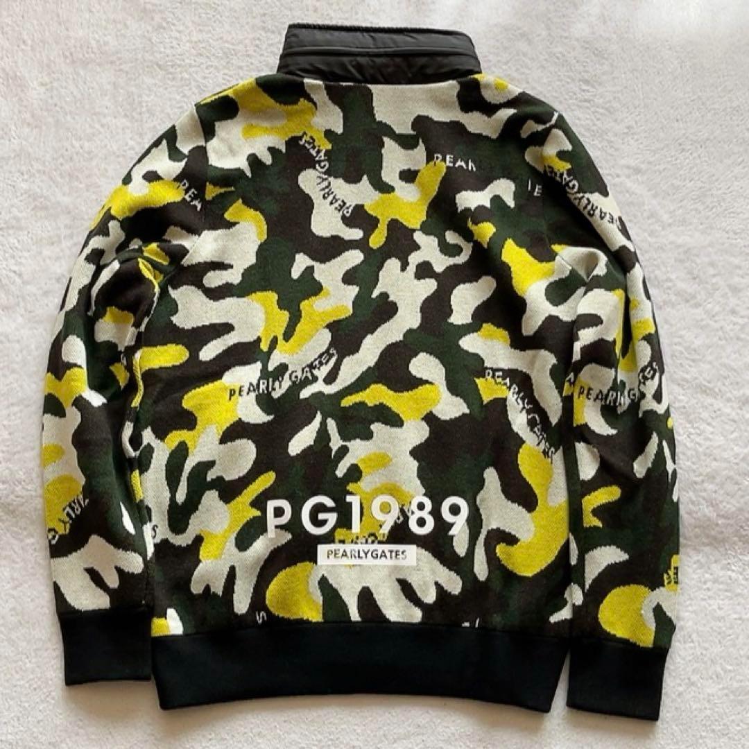 美品　パーリーゲイツ　２WAY　ニットジャケット　裏地付　迷彩　カモ柄　フード 美品 パーリーゲイツ 2WAY ニットジャケット 裏地付 迷彩 カモ
