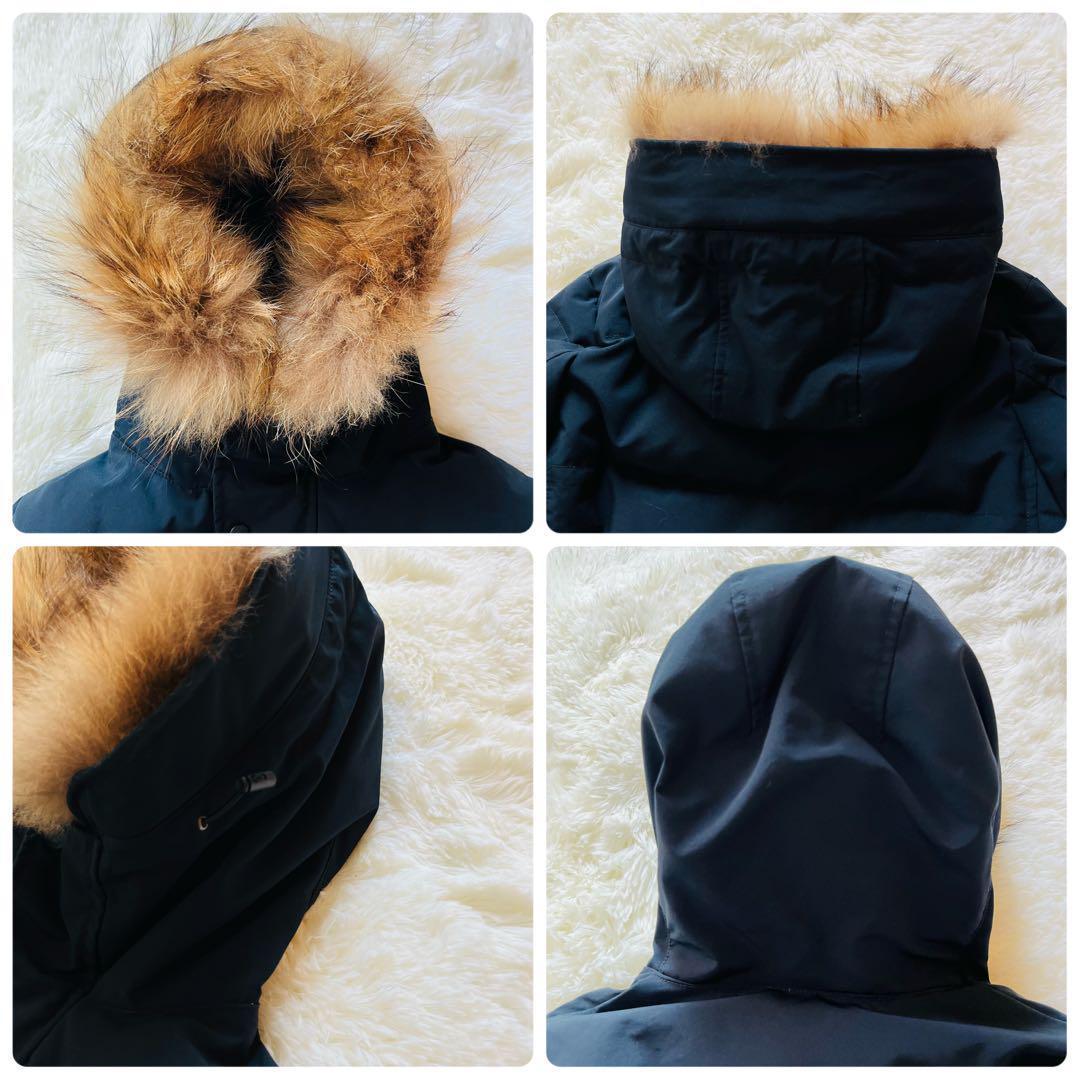 美品】ダントン ロングダウンコート フード付き 2way ネイビー 36