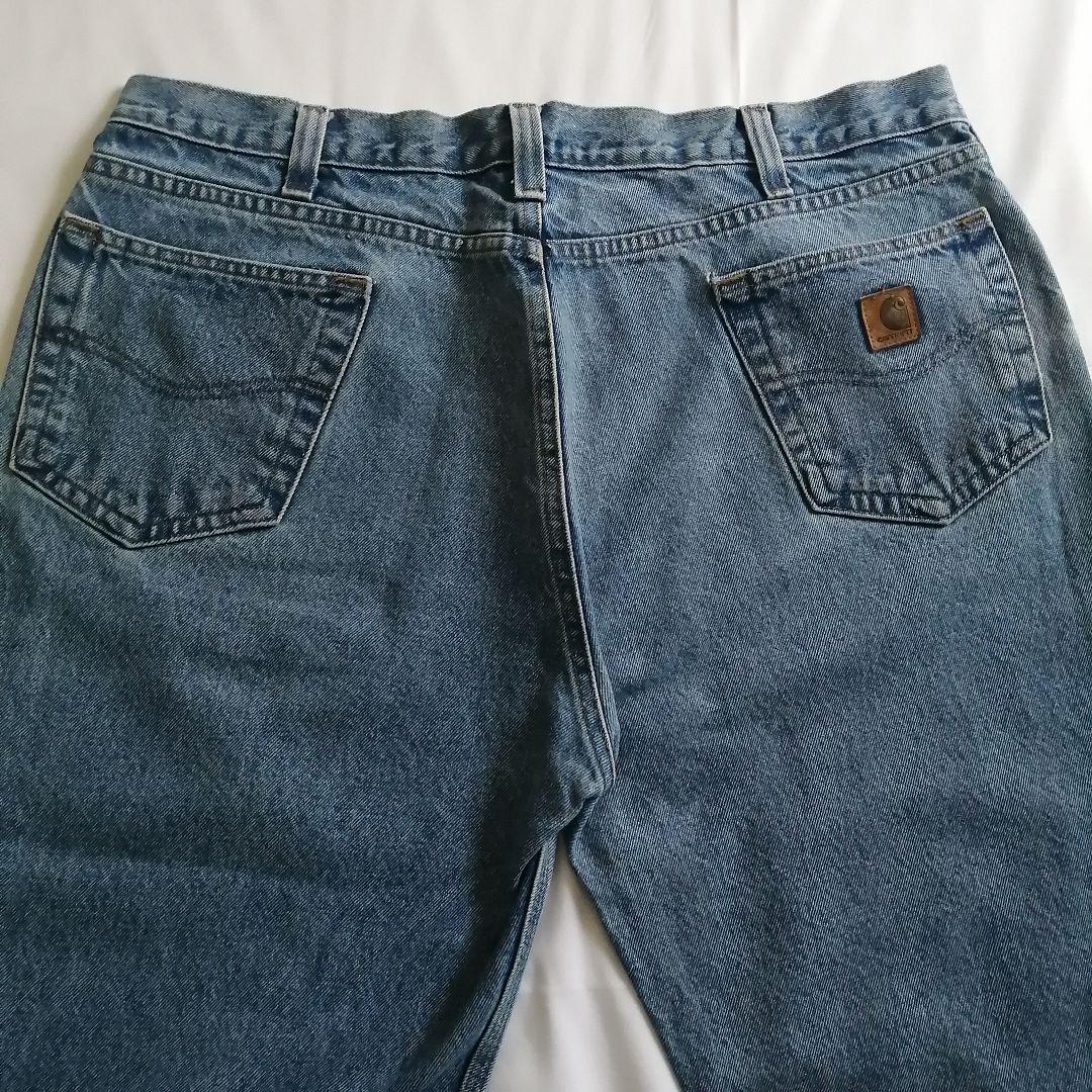【大人気】Carhartt 革ロゴ 極太ルーズストレート ウォッシュブルーデニム 【大人気】Carhartt 革ロゴ 極太ルーズストレート ウォッシュブルーデニム