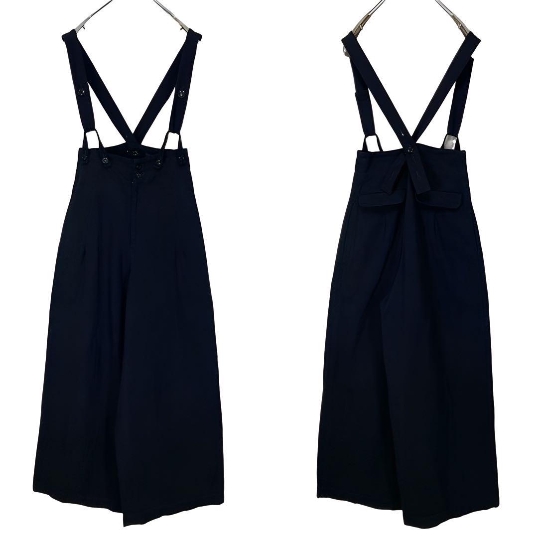 Y's C/LI GABARDINE SUSPENDER PANTS 黒1