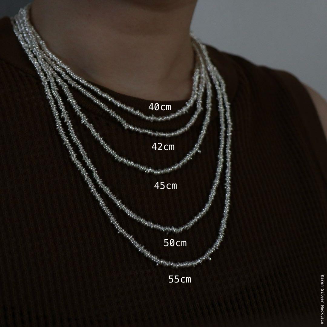 m-NL201] Karen Silver Necklace 40cm - メルカリ