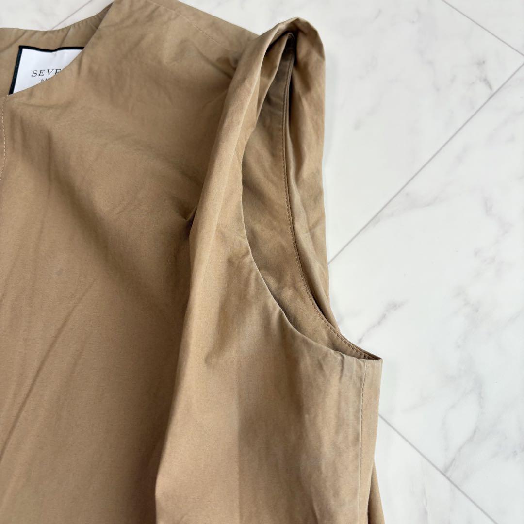 【セブンテンバイミホカワヒト】ロングタックドレス　ノースリーブワンピース　M
