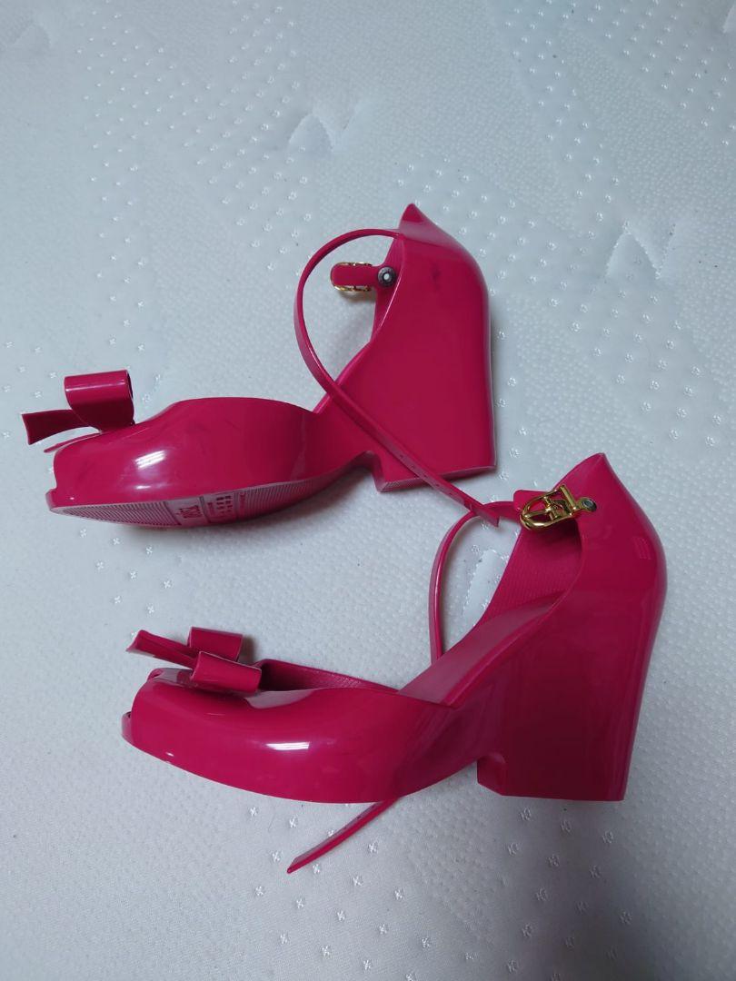 melissa ピンク リボン オープントゥ サンダル サンダル