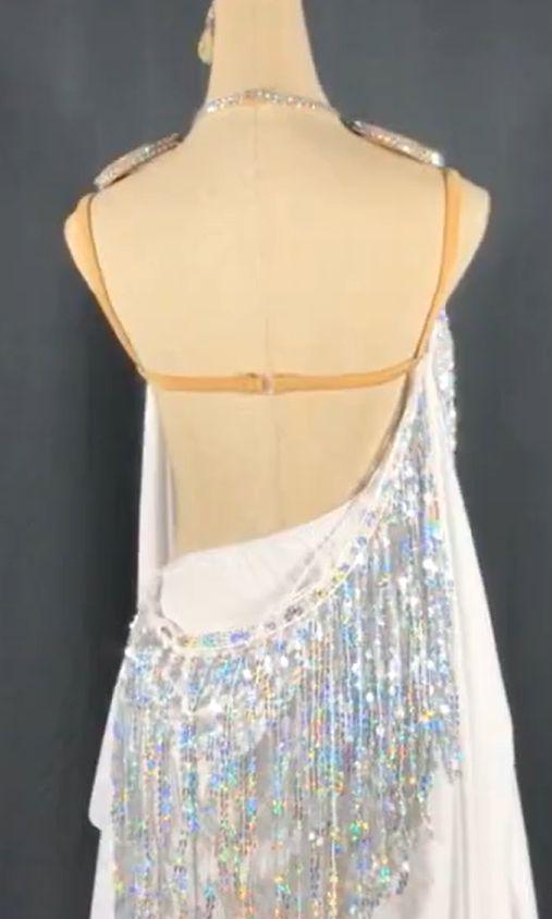 社交ダンスドレス ラテンドレス デモ用 ルンバ　ホワイト オーダーメイド 社交ダンスドレス ラテンドレス デモ用 ルンバ ホワイト