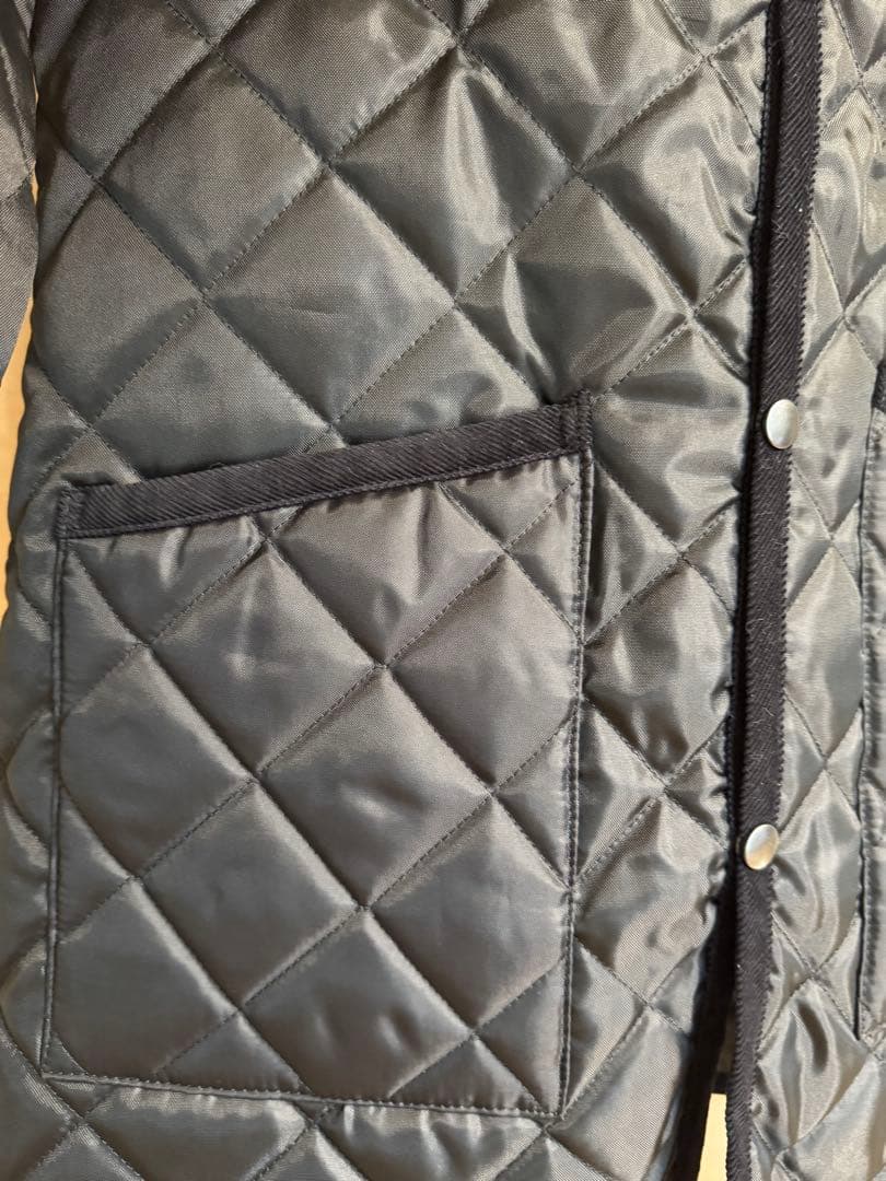 フード付キルティングコート 黒