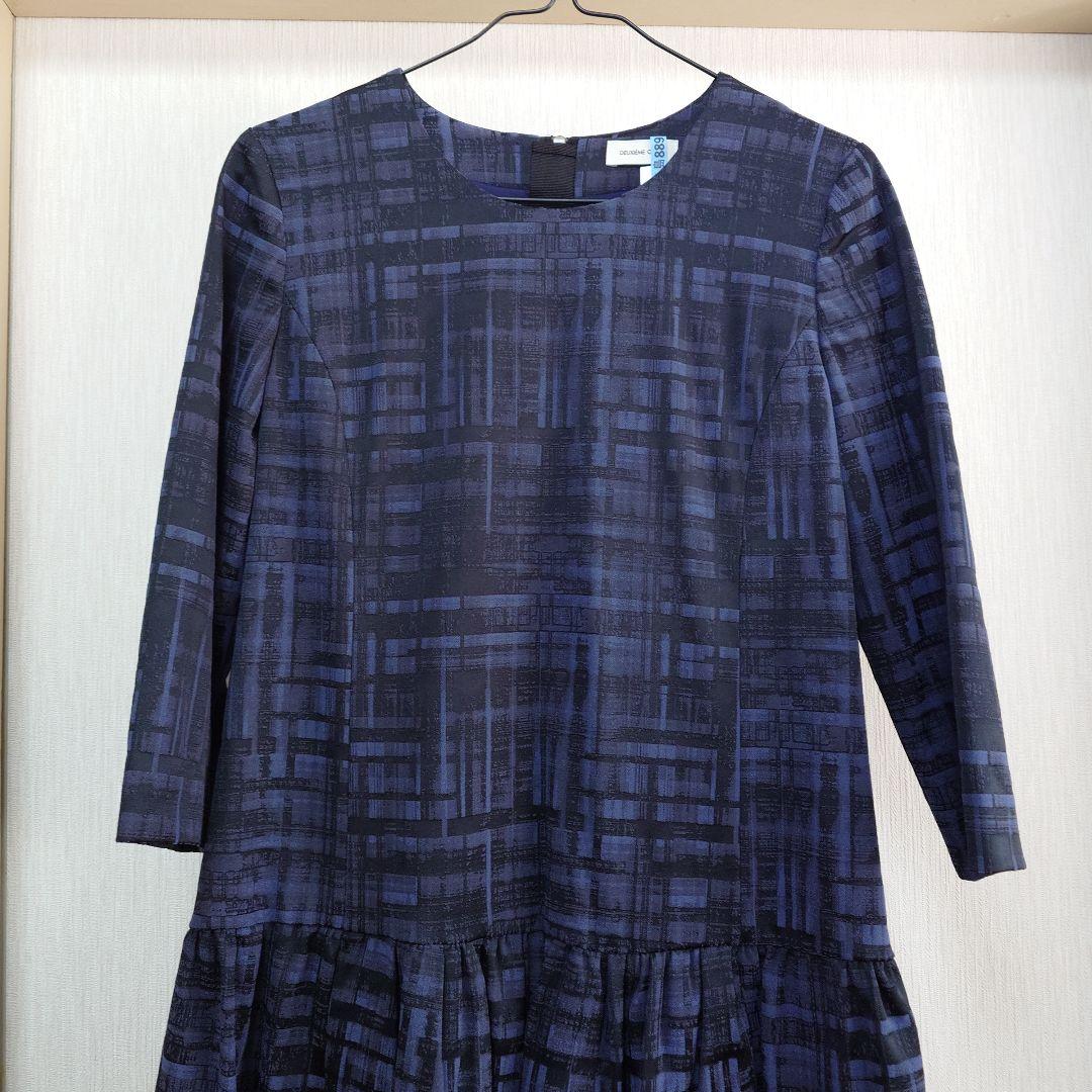 ドゥーズィエムクラス　ワンピース（ネイビー柄）