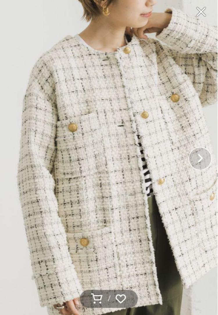美品 URBAN RESEARCH GIOLICAツイードジャケットノーカラージャケット