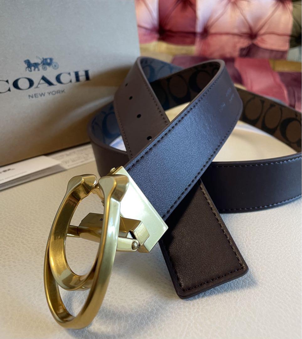 新品コーチCOACHシグネチャーフリーサイズリバーシブルベルト