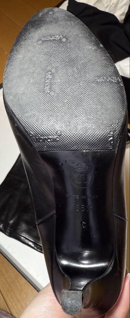 CHANEL シャネル ロングブーツ 黒 23cm 35 1/2 ハーフ