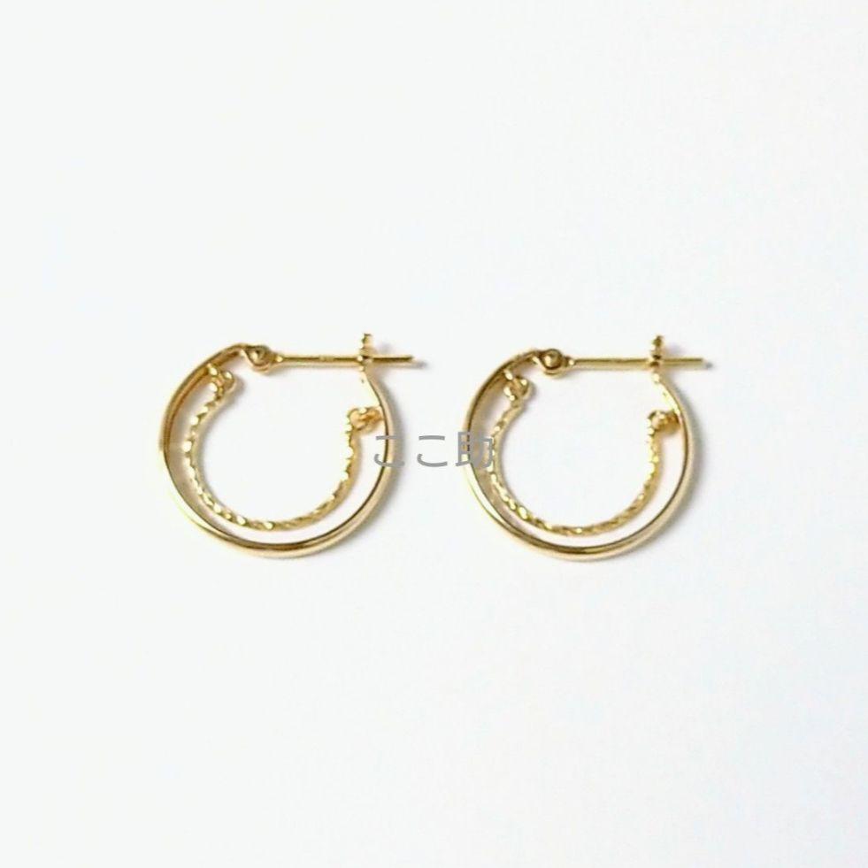 【ZOZOTOWN限定】K10YG トワイスフープピアス