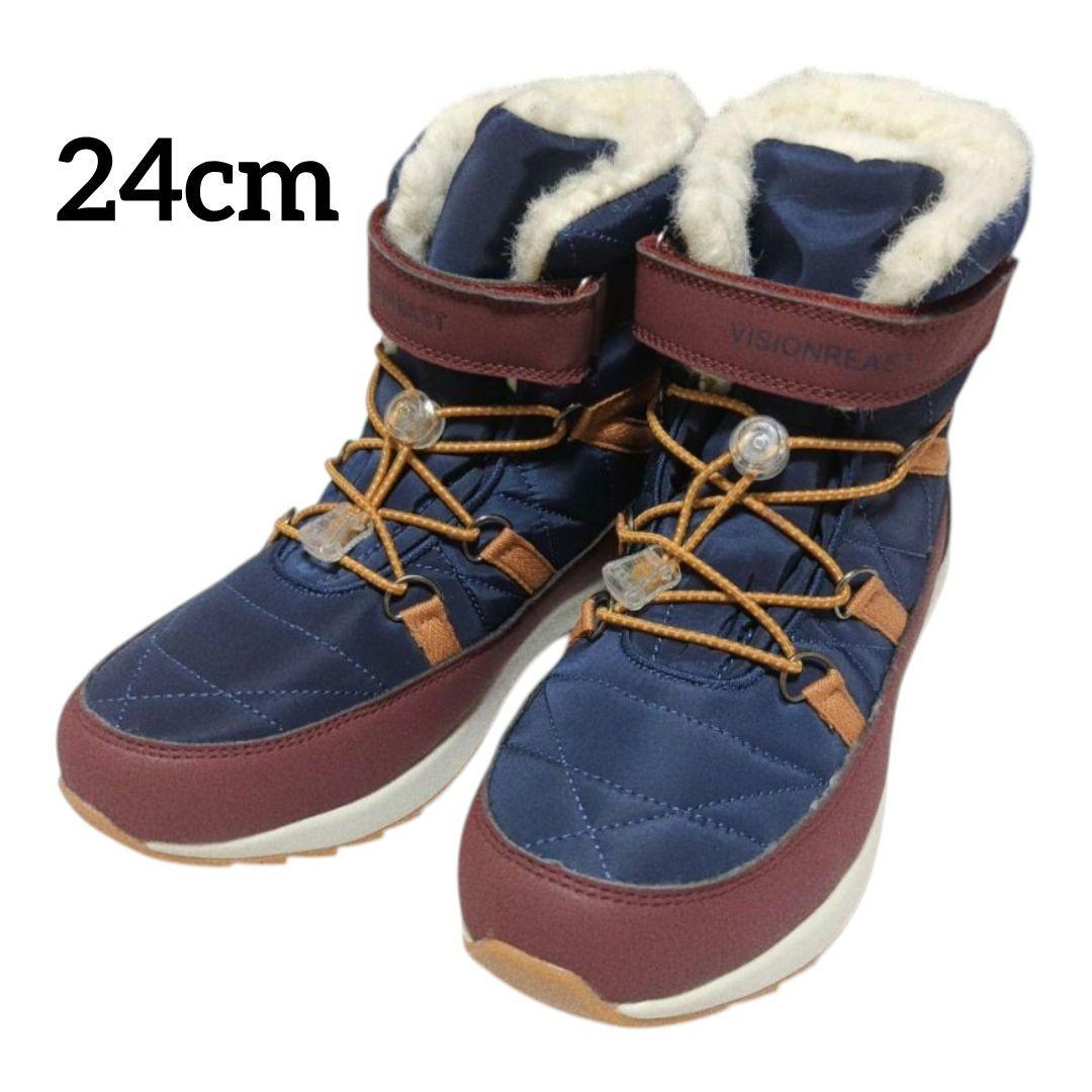 ❤️防寒【トレッキングブーツ 24cm】ボア スノーシューズ厚底