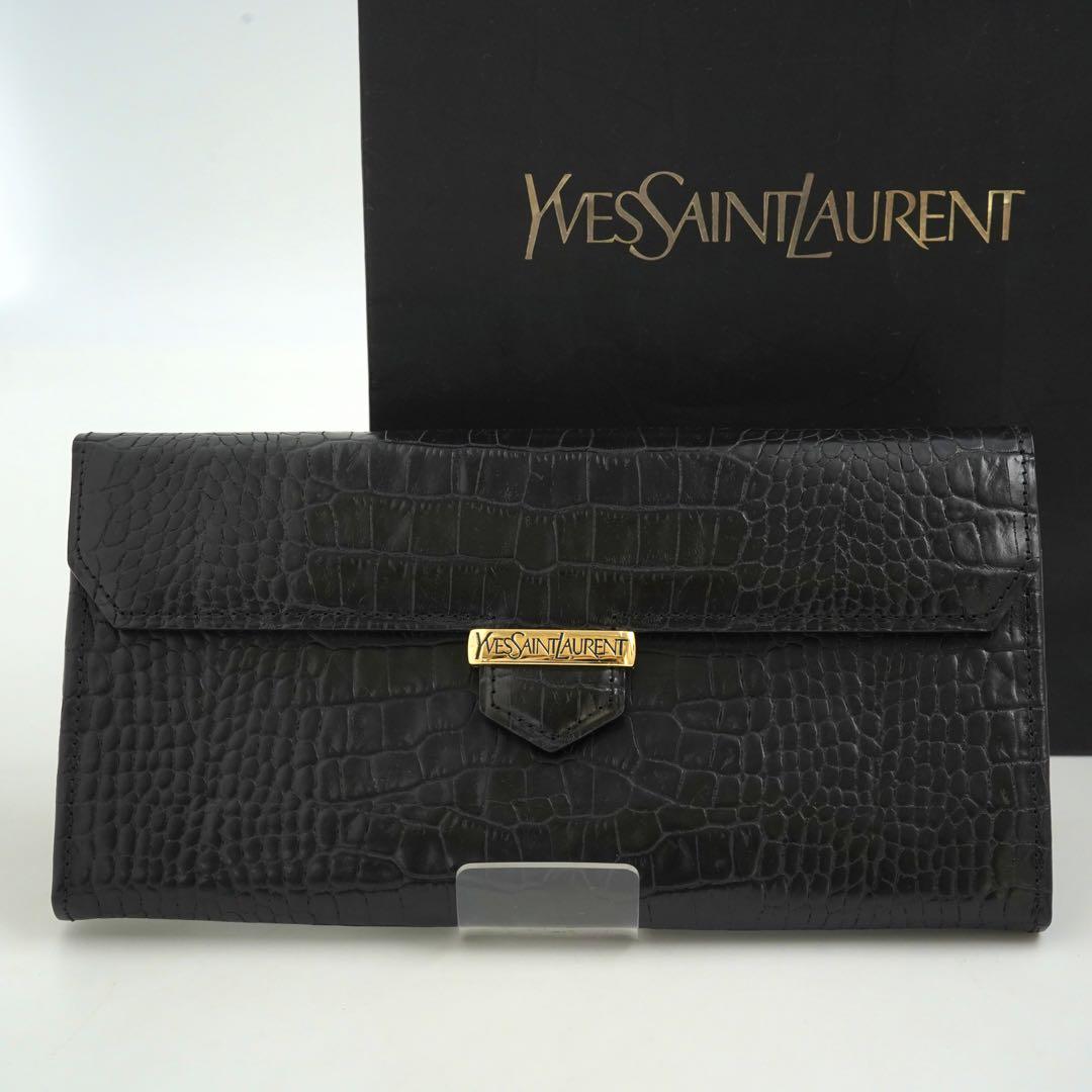 ✨新品未使用✨　Yves Saint Laurent 長財布　クロコ　がま口