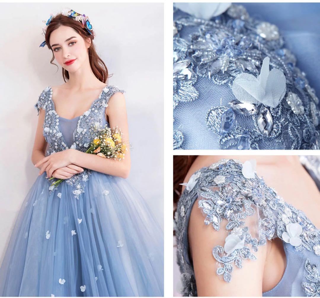 ブルー 刺繍 バースデードレス キャバ ブルー 刺繍 バースデードレス キャバ