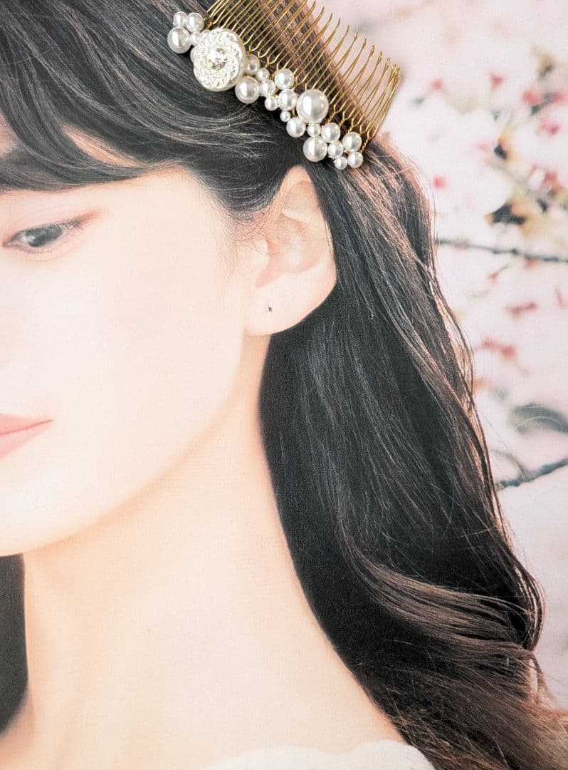 チェコガラスボタンとパールのアクセサリー3点セット