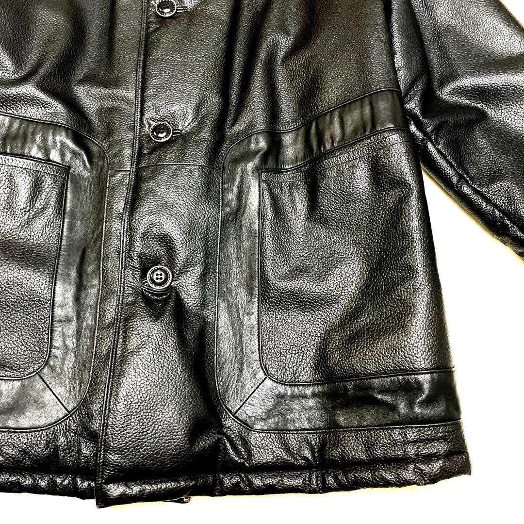 希少!LANVIN ランバン レザーコート 総柄裏地入り 上質 羊革 希少!LANVIN ランバン レザーコート 総柄裏地入り 上質 羊革