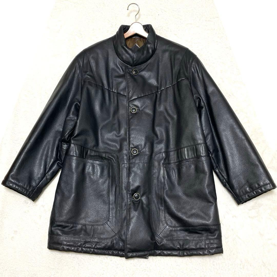 希少!LANVIN ランバン レザーコート 総柄裏地入り 上質 羊革 希少!LANVIN ランバン レザーコート 総柄裏地入り 上質 羊革