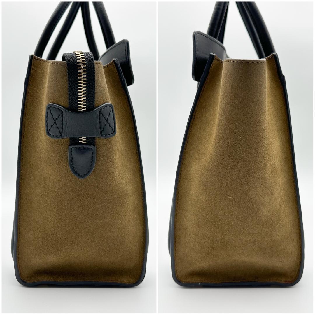【極美品】セリーヌ　ラゲージ　マイクロショッパー　白×黒×茶　ハンドバッグ