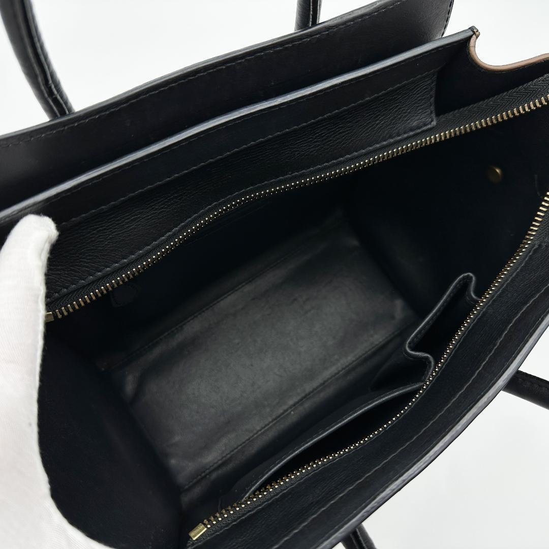 【極美品】セリーヌ　ラゲージ　マイクロショッパー　白×黒×茶　ハンドバッグ