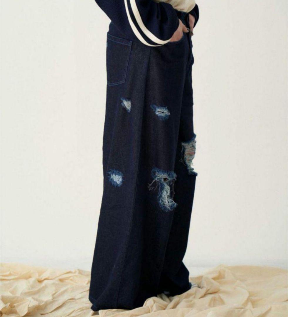 GIDEAL. clash lamé denim pants indigo 3 - メルカリ