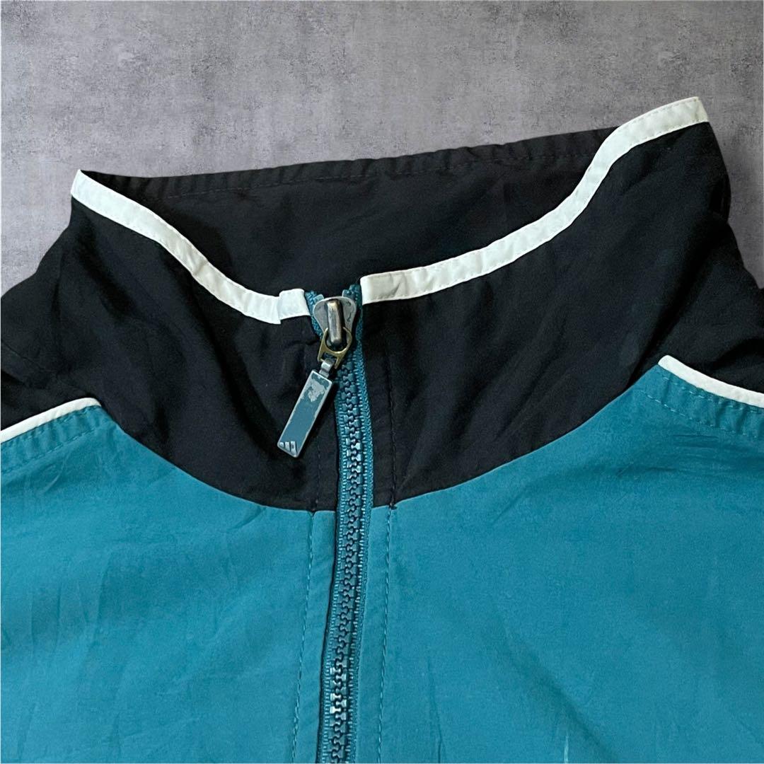 【f2467】90sアディダスadidasナイロンジャケットターコイズグリーン