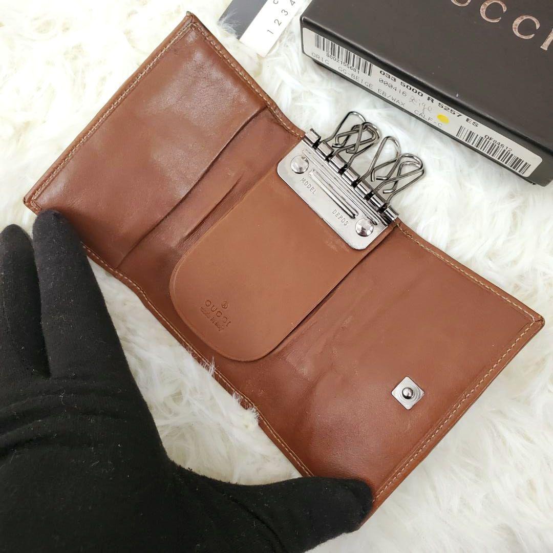 美品 希少モデル グッチ キーケース GG キャンバス シェリー