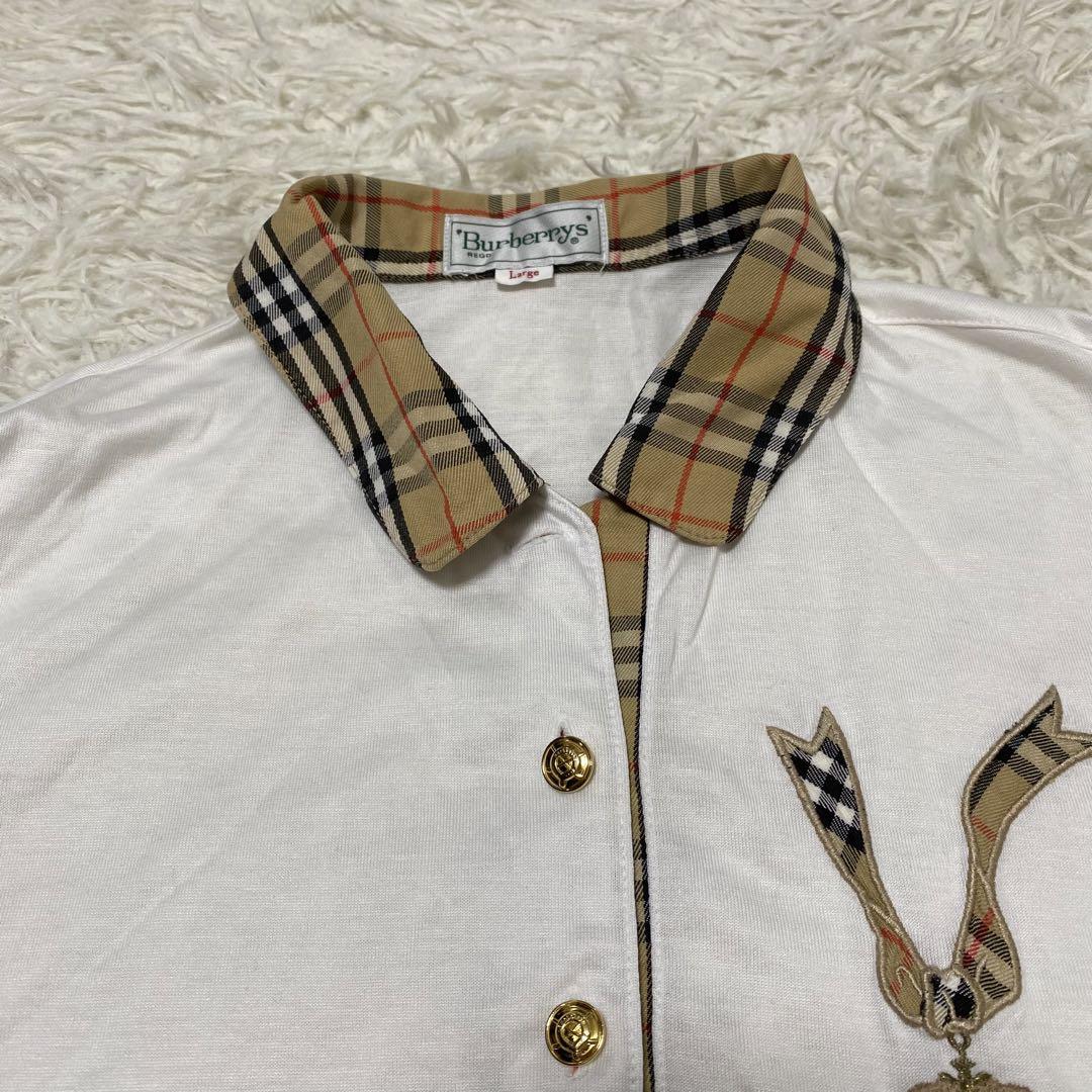 希少デザイン 90s BURBERRY バーバリー 長袖ポロシャツ ノバチェック