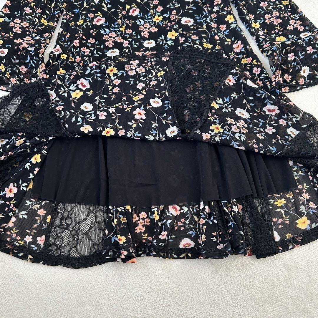 新品」スーパービューティー42 チュニック 花柄 黒 人気デザイン