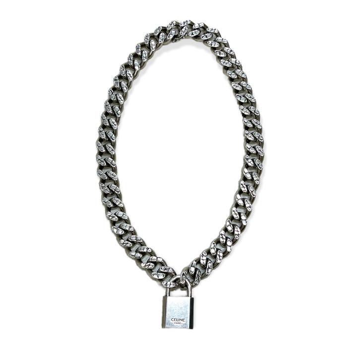 箱タグ付 セリーヌ 21SS 16 南京錠 シルバー パドロック ネックレス