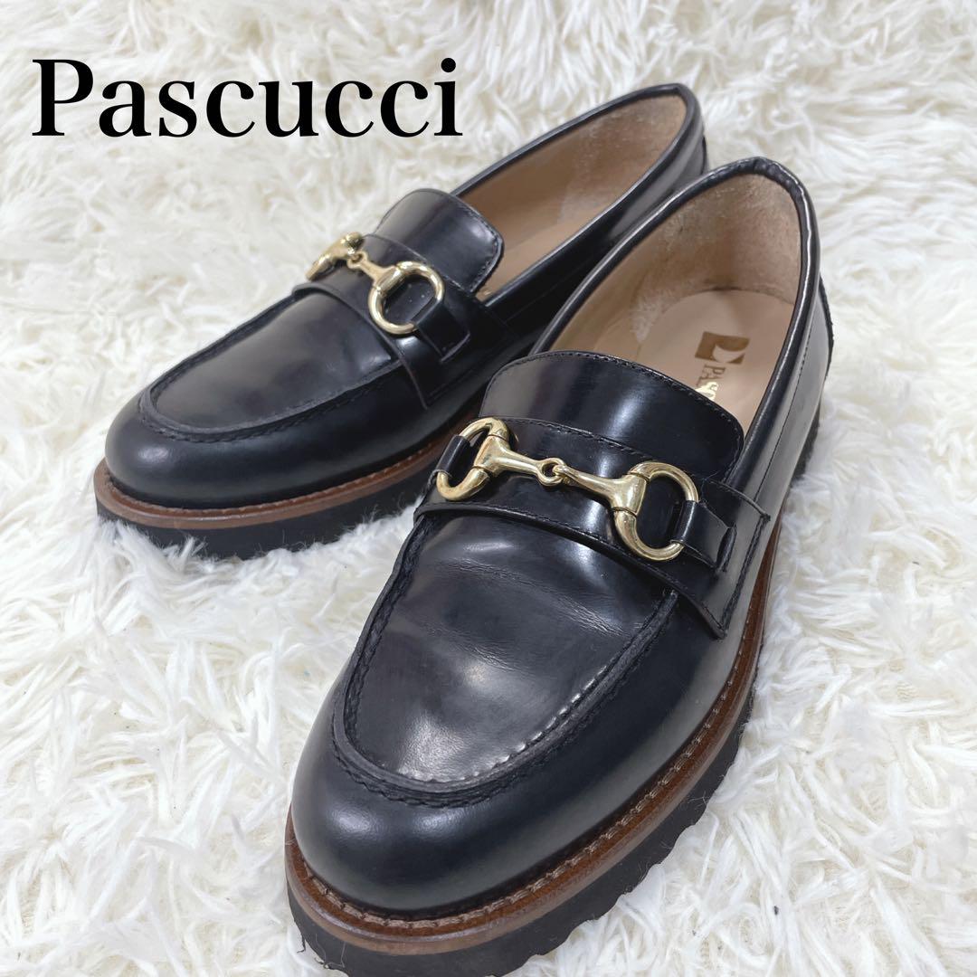 韓国 ファッション通販 本革 パスクッチ 美品】Pascucci ビットローファー 23㎝ ブラック 靴